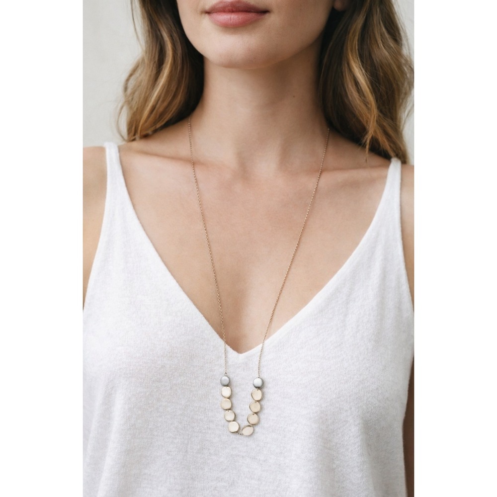 NWT Gorjana Jagger‎ Adjustable Necklace SILVER Beaded Minimalist Layering Boho